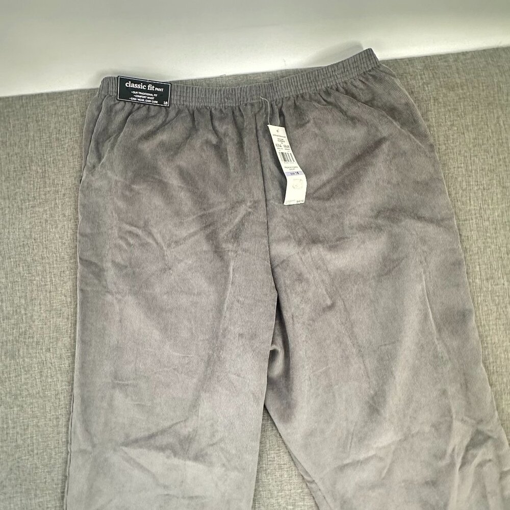 Alfred Dunner Corduroy Pants lightweight Gray Size 18 Proportioned Short Elasti - Picture 12 of 15